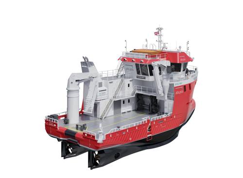 Arbeidsfartøy fra Vaagland Båtbyggeri rear view